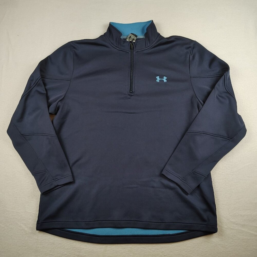 Under Armour Fleece Pullover Sweatshirt Mens Large Blue 1/4 Zip